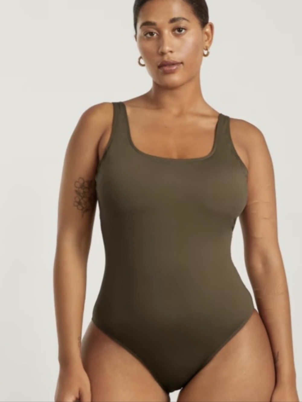 Everlane Renew square neck   Moss Olive Green One-Piece Swimsuit size XL